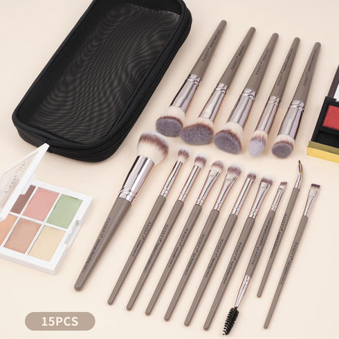 MAGEFY Makeup Brushes, 15 Pcs Premium Synthetic Make Up Brushes with Case Foundation Powder Concealers Eye shadows Makeup Brush Set?Champagne)...