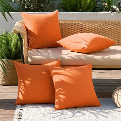 MIULEE Fall Pack of 4 Decorative Outdoor Throw Pillow Covers Linen Waterproof Pillow Covers Farmhouse Cushion Cases for Patio Garden Tent Balcony ...