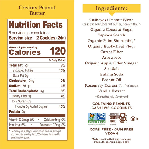 Simple Mills Creamy Peanut Butter Sandwich Cookies - Gluten Free, Vegan, Healthy Snacks, 6.7 Ounce (Pack of 1)...