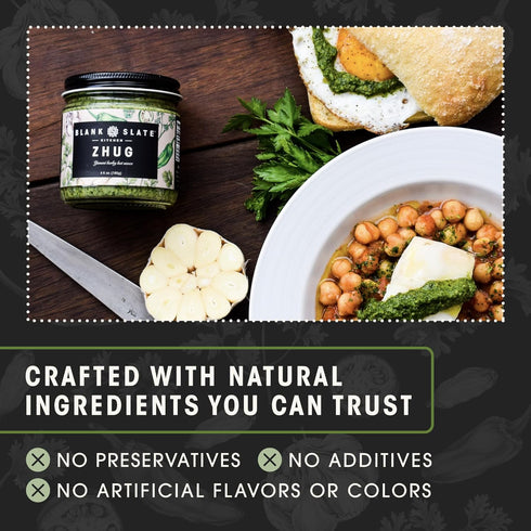 Blank Slate Kitchen Zhug (6 oz) | Spicy Middle Eastern Herby Green Hot Sauce (Yemeni Skhug) | Vegan & Gluten-free | Blend of Jalapenos, Cilantro, ...