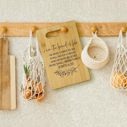 I Am the Bread of Life Cutting Boards for Kitchen, Christian Religious Gifts for Women, Bible Verse Bamboo Cutting Board, Christian Decorative Cut...