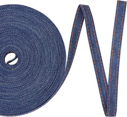 10.9 Yards Stitch Denim Ribbon 10mm Jeans Cloth Trim Ribbon Marine Blue Cloth Ribbon Trim Garment Accessories for DIY Crafts Hairclip Accessories ...