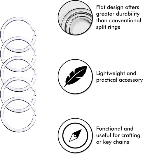 Flat Key Rings Key Chain Metal Split Ring 30pcs (Round 3/4 Inch, 1 Inch and 1.25 Inch Diameter), for Home Car Keys Organization, Nickel Plated Sil...