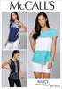 McCall's Misses'/Women's Pullover Tops With Contrast And Sleeve Variations Pattern, 18W-20W-22W-24W...