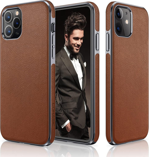 LOHASIC for iPhone 12 Case for iPhone 12 Pro Case, Luxury Leather Slim Business Classic Non Slip Soft Grip Shockproof Protective Cover Compatible ...