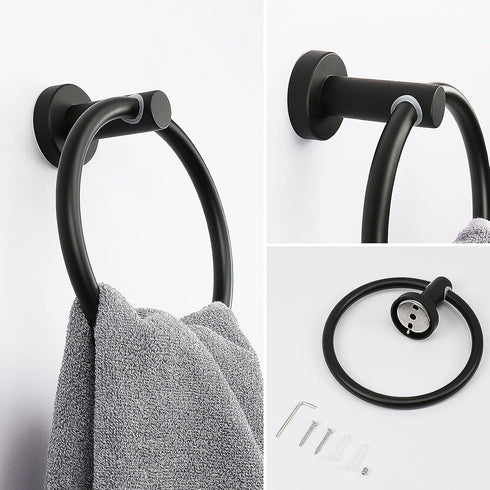 NearMoon 2 Pieces Bathroom Hardware Accessories, Towel Ring and Toilet Paper Holder- Stainless Steel Bathroom Towel Hanger and Hand Towel Holder, ...