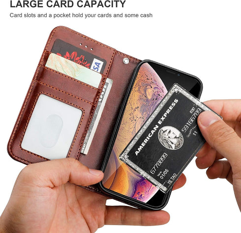 Bocasal for iPhone Xs/X Wallet Case with Card Holder PU Leather Magnetic Detachable Kickstand Shockproof Wrist Strap Removable Flip Cover for iPho...