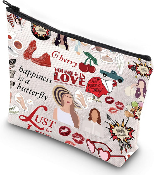 G2TUP Singer Album Cosmetic Makeup Bag Lana Fans Gift Song Lyrics Zipper Pouch Bag Singer Concert Merchandise (Happiness Is MG)...