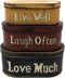 CVHOMEDECO. Primitives Vintage Oval “Live Well, Laugh Often, Love Much” Cardboard Nesting Boxes, Large 9-3/4 x 5-1/2 x 4 Inch, Set of 3....