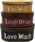 CVHOMEDECO. Primitives Vintage Oval “Live Well, Laugh Often, Love Much” Cardboard Nesting Boxes, Large 9-3/4 x 5-1/2 x 4 Inch, Set of 3....