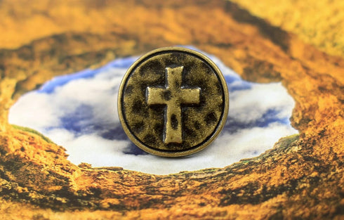 Bezelry 12 Pieces Cross Symbol Metal Shank Buttons. 20mm (3/4 inch) (Antique Brass)...