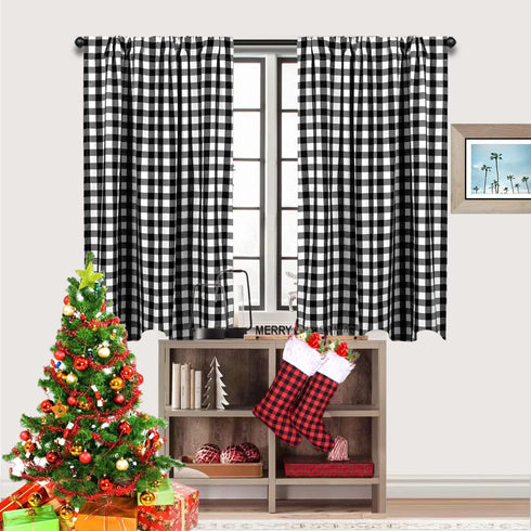 Buffalo Check Curtains Buffalo Plaid Curtains Blackout Curtains Farmhouse Country Curtains for Living Room, 36x36inch, 2 Pack (Black White)...