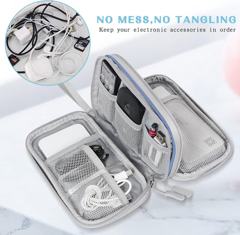 FYY Travel Cable Organizer Pouch Electronic Accessories Carry Case Portable Waterproof Double Layers All-in-One Storage Bag for Cord, Charger, Pho...