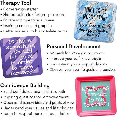 Empowering Questions Cards - 52 Self Care Cards for Mindfulness & Meditation, Writing, or Any Other Process You Choose - The Original Deck...