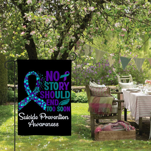 Suicide Prevention Awareness Flag No Story Should End Too Soon Suicide Prevention Awareness Garden Flag Outdoor Flags House Flag Yard Banner Garde...