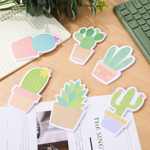 Whaline 12 Pieces Cactus Shaped Roller Pens with Cactus Sticky Notes Cactus Gel Ink Pens Cactus Neutral Pen Writing Plant Pen Succulent Note Pad f...