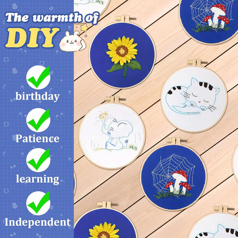 FMTYAOIU Embroidery Kits for Beginners 4 Sets, Cross Stitch with Stamped Patterns and Instructions, Needlepoint Funny Hobby Kits with Embroidery H...