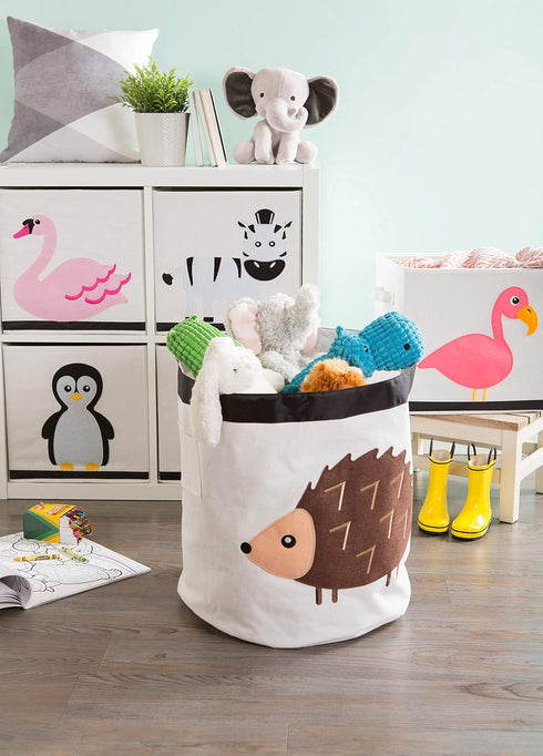 Collapsible Storage Bin Basket for Bedroom, Nursery, Playroom and More 17x18" Diameter - Hedgehog...