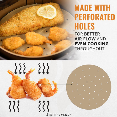 Unbleached Air Fryer Parchment Paper Compatible with Chefman, Cozyna, Gourmia, Gowise + more - 6.7 inch Perforated Pre-Cut Round Paper Liner Sheet...