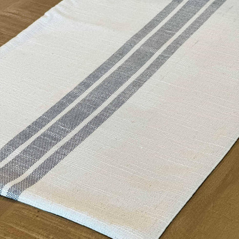 Market Place Gray Grain Sack Stripe Table Runner, 13" x 54", Farmhouse Style, Gray and Cream Tabletop Décor …...