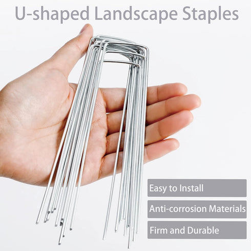 20 pcs 6 inch U-Shaped Landscape Staples, Garden Landscape Staples are Suitable for Outdoor Irrigation Hoses, Artificial Turf Nails, Fixed Fences ...