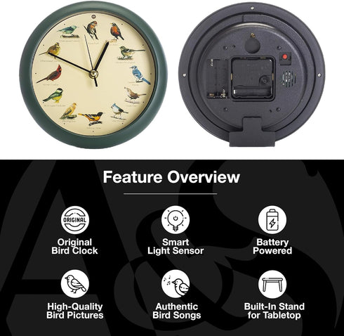 Mark Feldstein, The Original Singing Bird Clock, 8 Inch, Green...