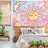 Ohjijinn Pastel Pink Burning Sun Tapestry - Mystic Celestial Sun and Moon with Stars - Psychedelic Hippy Tie Dye Wall Hanging for Party Home Decor...