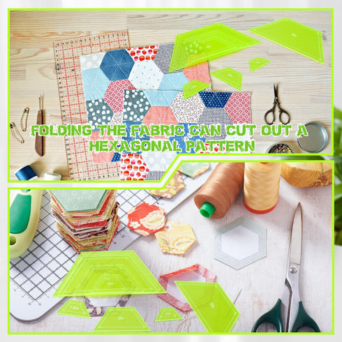 8 Pcs Half Hexagon Quilting Rulers Acrylic Quilting Templates for Quilting 1-7 Inch Quilt Template Ruler with 1/4 Inch Seam Allowance Quilt Suppli...