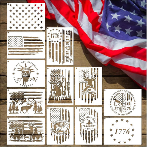 American Flag Stencil Star Stencils for Painting Union 50 Stars 1776 Military We The People Template for Flag Patriotic Wood Burning Stencils for ...