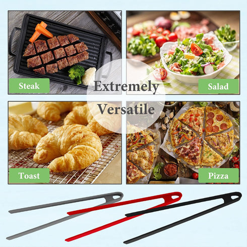 3PCS Silicone Toast Tongs, Trivet Tongs for Cooking, 11.8Inch Silicone Kitchen Tong with Anti-slip Design, Long BBQ Grilling Tongs for Toaster, Pa...
