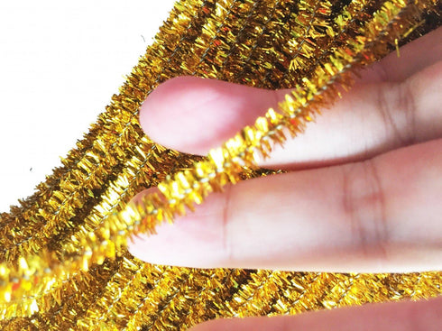 200 PCS Glitter Tinsel Creative Arts Stems Pipe Cleaners-12 Inch (Gold)...