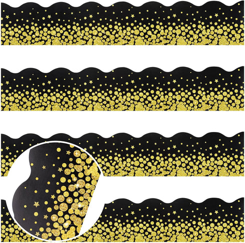 80 Feet Gold Confetti Bulletin Board Borders Bulletin Board Classroom Decorations Back to School Glitter Adhesive Bulletin Board Desk Locker Wall ...