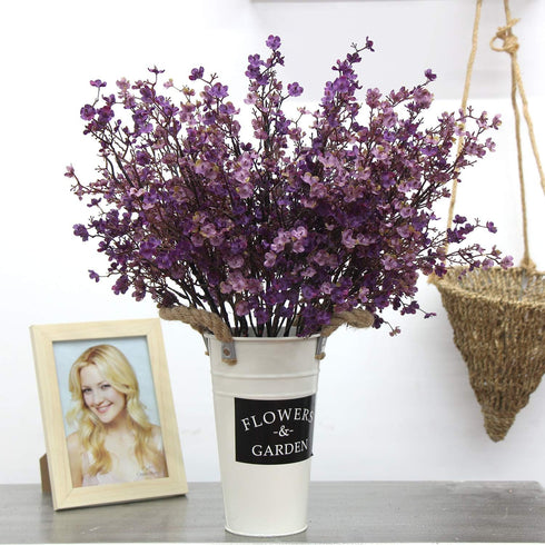 JAKY-Global Babys Breath Fabric Cloth Artificial Flowers 6 Bundle European Fake Silk Plants Decor Farmhouse Wedding Party Decoration Bouquets Real...