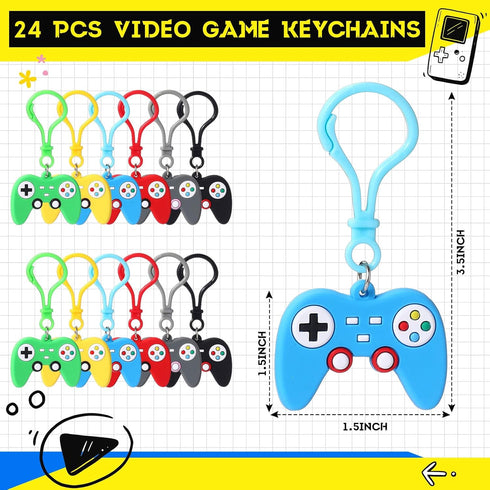 Skylety 72 Pcs Video Game Party Favor Set, Rubber Bracelets Stamps Video Game Acrylic Lobster Keychain Gamer Birthday Party Favors Supplies, Gift ...