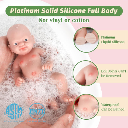 Vollence 7" Mini Reborn Doll Girl Micro Preemie Full Body Silicone Lifelike Mini Reborn Doll Surprice Children Anti-Stress...