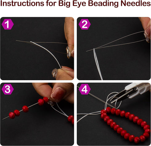 22Pcs Beading Needles for Jewelry Making,Seed Beads Tools,Include 18 Big Eye Beading Needles,Needle Bottle,Needle Threaders,Storage Box...