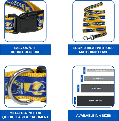 NFL PET Collar Los Angeles Rams Dog Collar, Large Football Team Collar for Dogs & Cats. A Shiny & Colorful Cat Collar & Dog Collar Licensed by The...