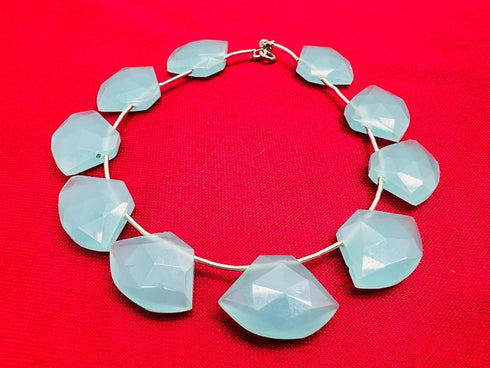 1 Strand Aqua Chalcedony 10 Pcs Beads Size 19x14mm Fancy Shape Cut Faceted Beads for Jewellery Making, Beading & Craft Supplies KCRAFTS-RK_k45...