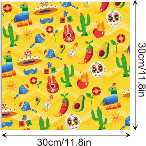 VIVIQUEN 24 Sheets Mexico Cinco De Mayo Double-Sided Scrapbook Paper 30x30cm Cactus Craft Paper Folded Flat for DIY Decorative Background Card Mak...