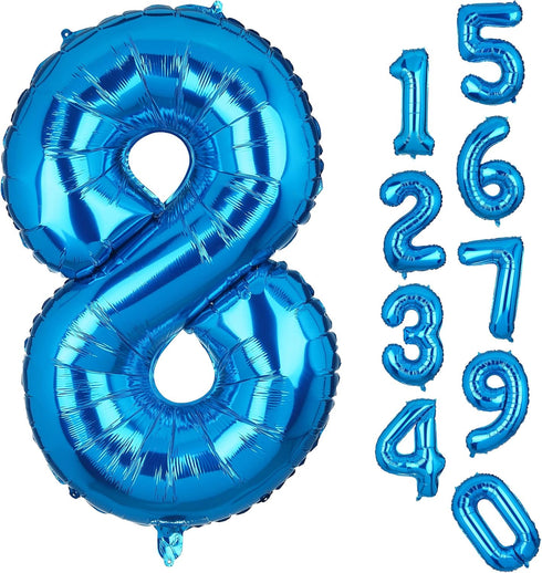 Big Number 8 Balloons Blue Mylar Foil Helium Balloons Birthday Party Decorations For Anniversary 8th Birthday Party...