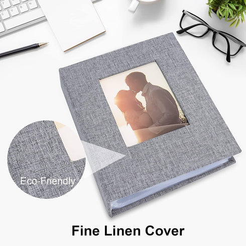 Vienrose Small Photo Album 4x6 Photos, 2 Pack Linen Cover Mini Photo Book, 26-Page Holds 52 Pictures, Artwork or Postcards Storage for Baby, Grey...