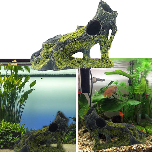 Aquarium Artificial Tree Hole Resin Aquarium Ornament, Resin Tree Stump Branch for Reptile Habitat Decoration, Tree Trunk Fish Tank Decoration Aqu...