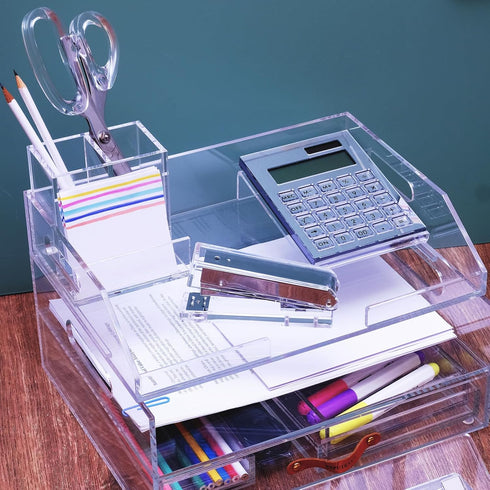 Acrylic Stapler,Clear and Silver-Tone Hardware, Beautiful Desk Accessory for Office Home or School,Takes Standard 24/6 or 26/6 Staples...