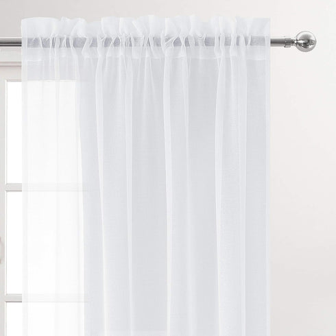 DWCN Living Room Sheer Curtains 95 inch Length 2 Panels Set, White Rod Pocket Lightweight Airy & Elegant Window Treatments, Casual Voile Sheer Dra...