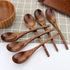 Soup Spoons,AOOSY Wooden Soup Spoons, 6 Pieces 7.84 inches Japanese Ramen Spoons Round Nanmu Wood Long Handle Rice Dessert Cooking Tasting Dinner ...