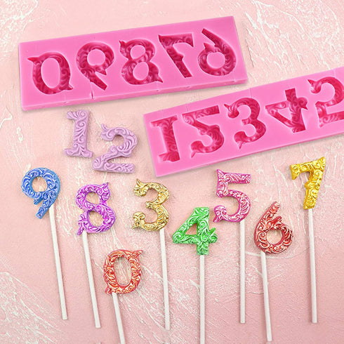 4 Pcs Silicone Mold, AIFUDA Letter, Number Silicone Molds and Number Molds with Happy Birthday Cake Decorations Symbols for DIY Cookies, Chocolate...