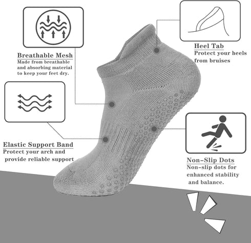 Grip Yoga Pilates Socks Non Slip Barre Socks for Women Athletic Socks for Yoga...