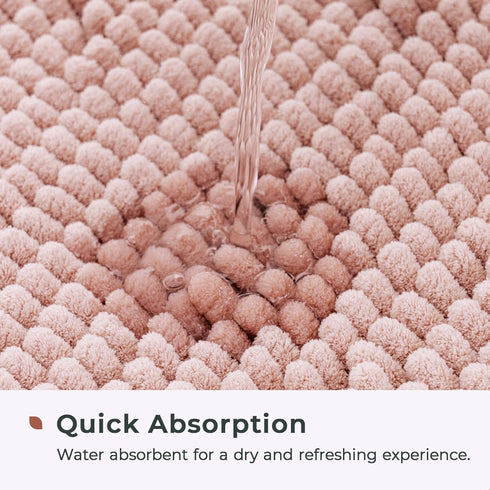 FRESHMINT Chenille Bathroom Rugs Mat 24"x17", Non-Slip Bath Mat for Bathroom Floor & Bathtub, Washable Soft Shower Shag Bath Rugs, Fluffy Thick Wa...