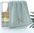 Pidada Hand Towels Set of 2 Embroidered Bird Tree Pattern 100% Cotton Absorbent Soft Decorative Towel for Bathroom (Aqua Green)...