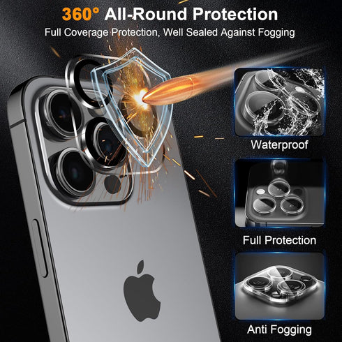 SIBEITU 3 Pack Screen Protector for iPhone 14 Pro Max with 3 Pack Camera Lens Tempered Glass Protector, 6.7 Inch HD Clear Glass Film 9H Hardness F...